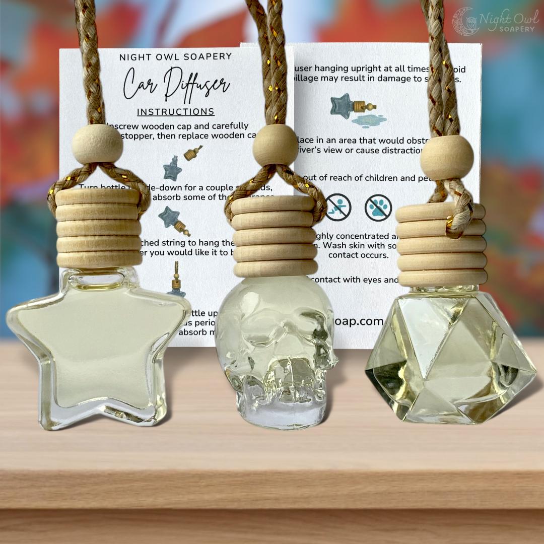 Car Air Freshener Diffuser | Hanging Glass Pendant Bottle | Seasonal Scents